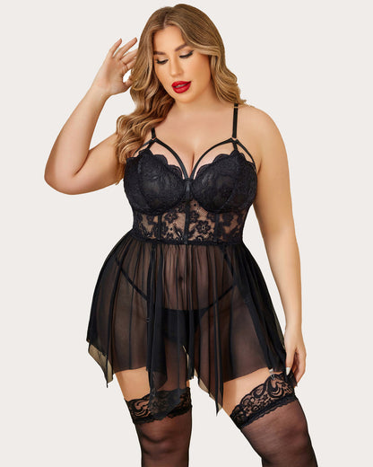 Plus Size Babydolls aus Mesh