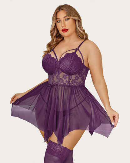 Plus Size Babydolls aus Mesh