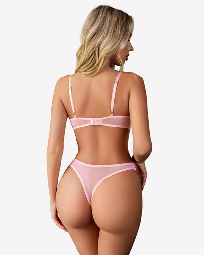 2 Stück Spitze Push Up BH und Panty Sets