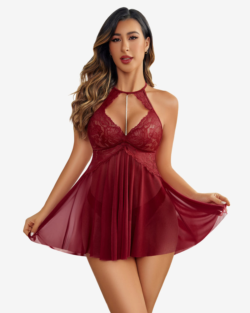 Halter Nachtwäsche Mesh Babydoll