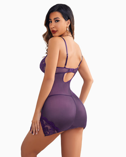 Kleid Mesh Nachthemd mit Tanga
