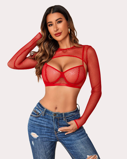 3 Piece Fishnet Lingerie Set