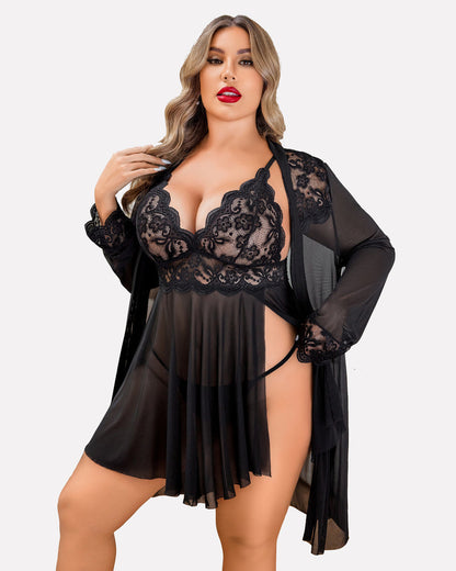 Plus Size Nachtwäsche Exotische Spitze Dessous Sets