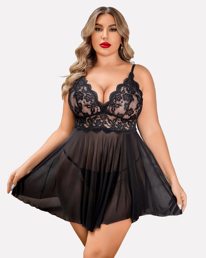 Plus Size Nachtwäsche Exotische Spitze Dessous Sets