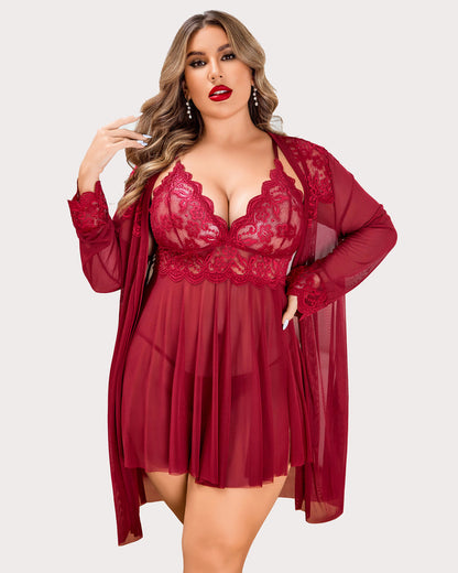 Plus Size Nachtwäsche Exotische Spitze Dessous Sets