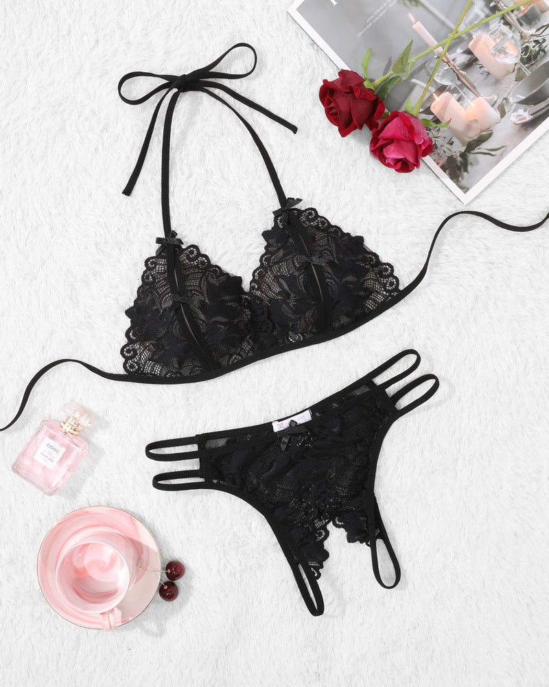 BH und Panty Set Halter Lace 2 Stück Set