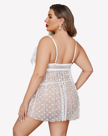 Plus Size Nachthemd aus transparenter Spitze