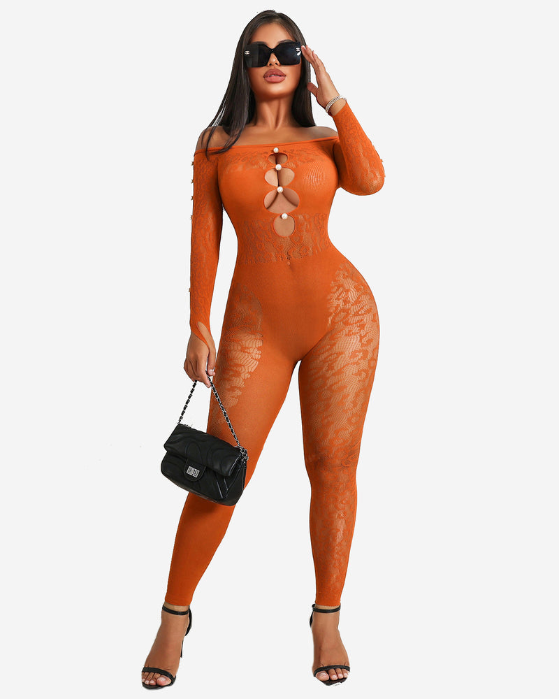 Fischnetz-Körperstrumpf-Outfit