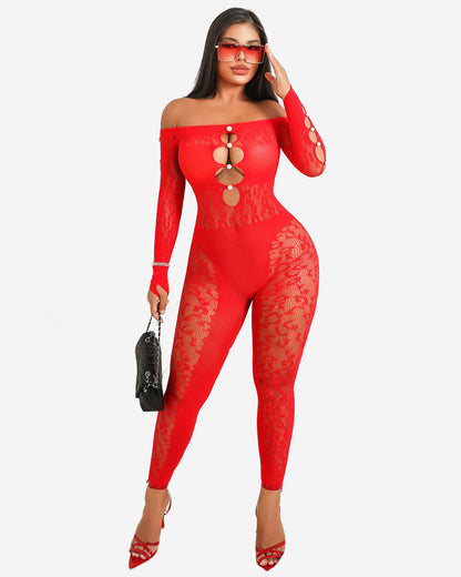 Fischnetz-Körperstrumpf-Outfit