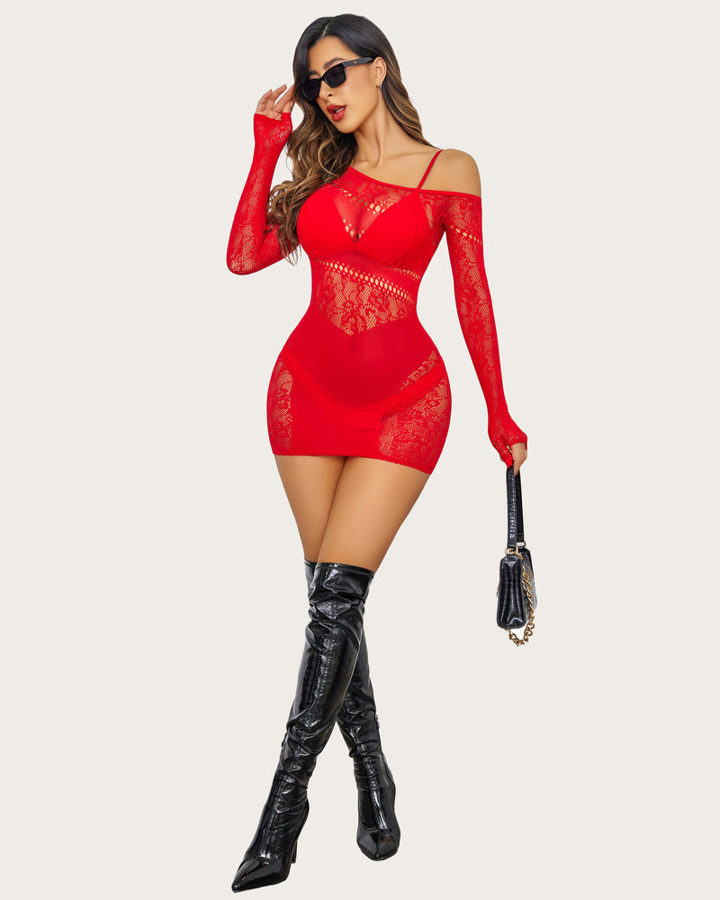 Mesh Hollow Out Fischnetz Kleid