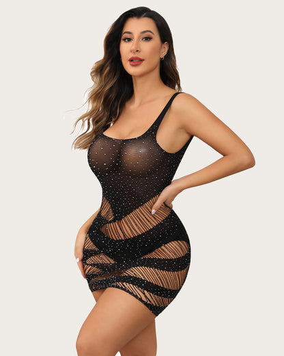 Netzkleid Ausschnitt Mesh Chemise