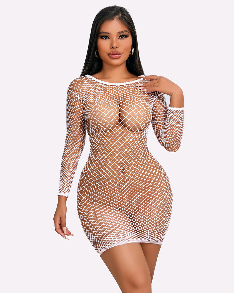 Fischnetzkleid Langarm Cover Up
