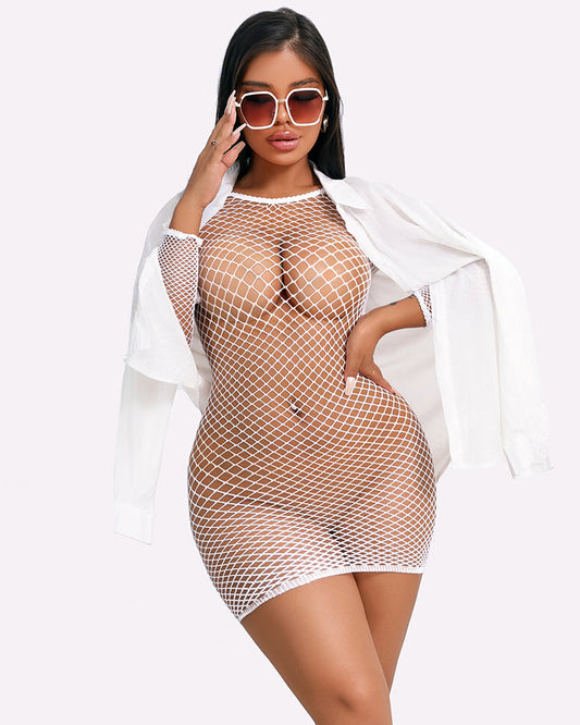 Fischnetzkleid Langarm Cover Up