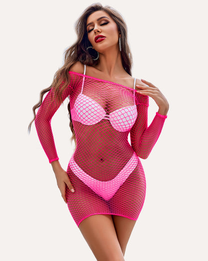 Fischnetzkleid Langarm Cover Up
