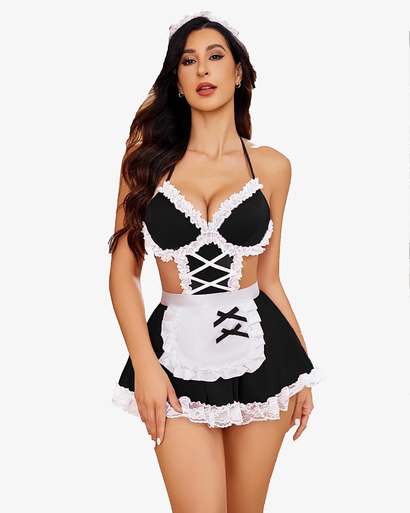 Kostüme Dessous Set Lace Maid Outfit (3Pcs)