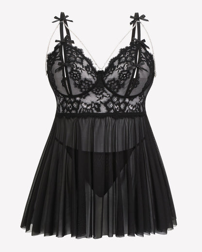 Plus Size Spitze Babydoll Nachthemd