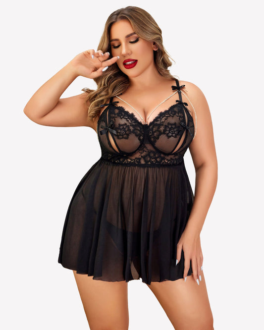 Plus Size Spitze Babydoll Nachthemd