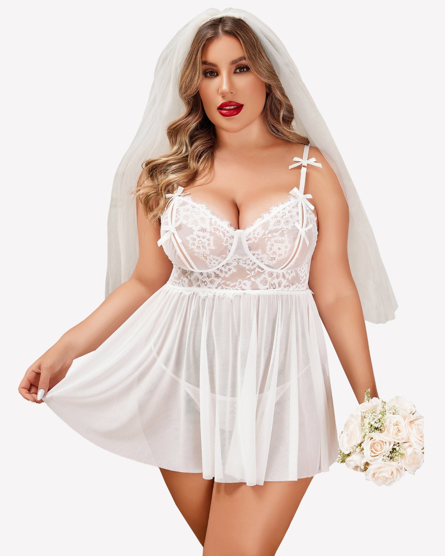 Plus Size Spitze Babydoll Nachthemd