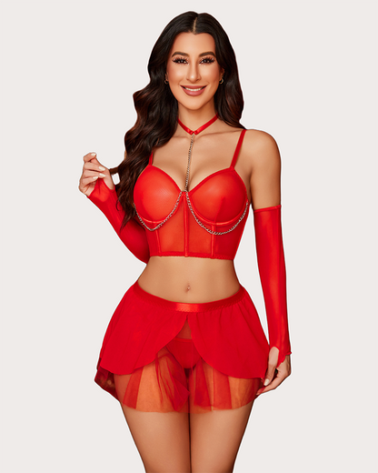 Chain Linked Bustier Lingerie Set