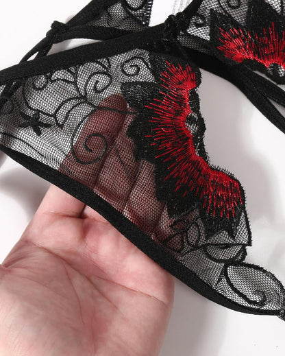 Floral Slips Bestickte Tangas Höschen
