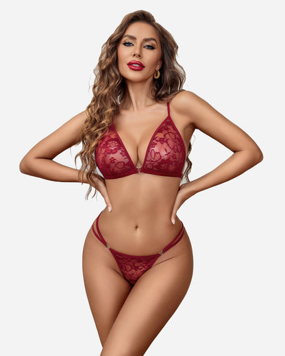 Halter Spitzen-BH und Panty Set