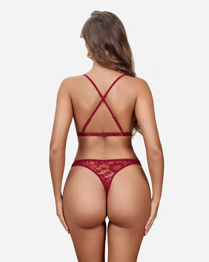 Halter Spitzen-BH und Panty Set