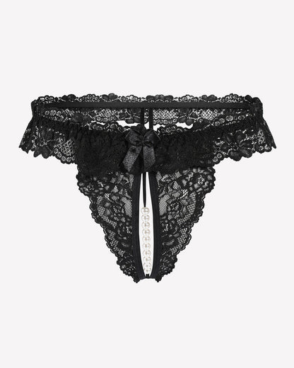 Spitze Tanga mit niedriger Taille und Perlen Ball