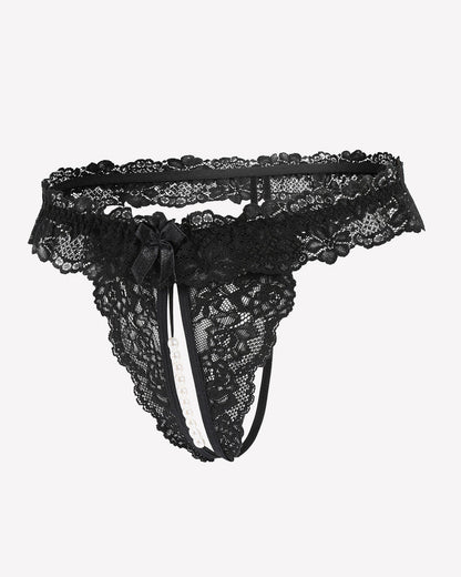 Spitze Tanga mit niedriger Taille und Perlen Ball