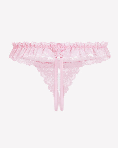 Spitze Tanga mit niedriger Taille und Perlen Ball