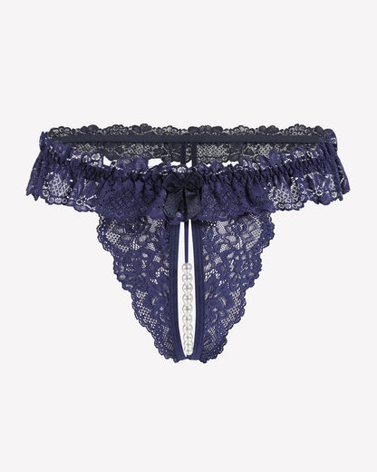 Spitze Tanga mit niedriger Taille und Perlen Ball