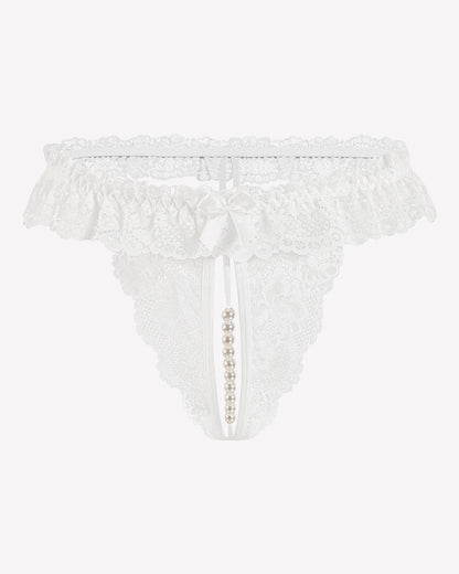 Spitze Tanga mit niedriger Taille und Perlen Ball