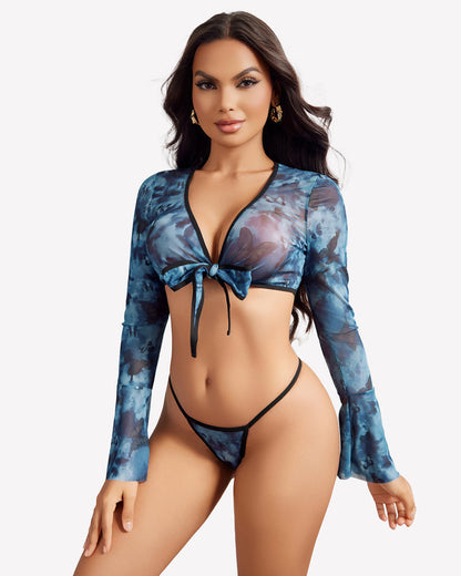 Transparente Crop Tops mit G-String