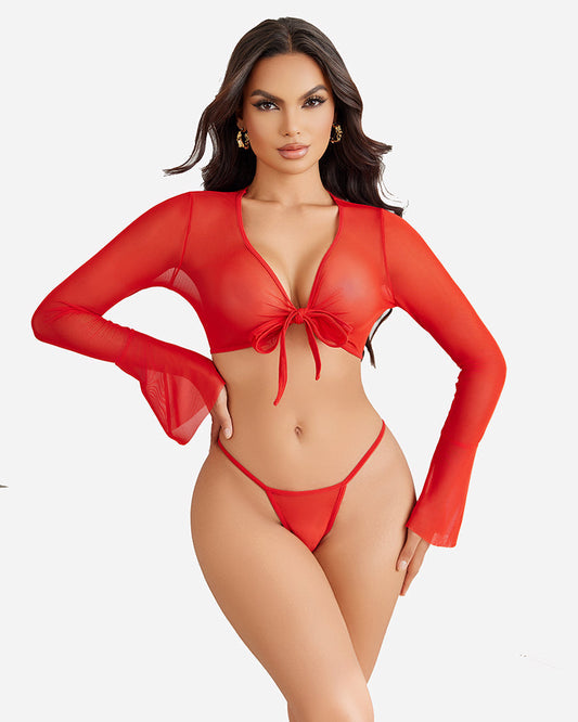 Transparente Crop Tops mit G-String