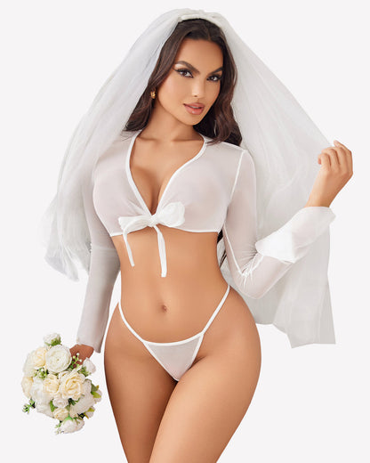 Transparente Crop Tops mit G-String