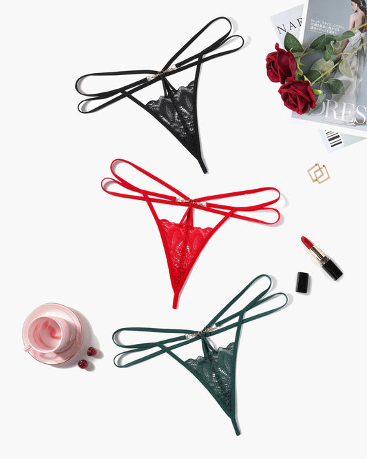 Floral Lace Briefs Hollow Out String Panty