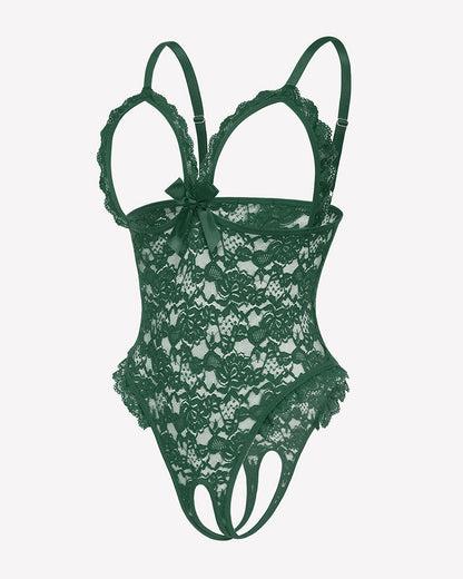 Spitzen-Teddy mit Rüschen am V-Ausschnitt Bodysuit