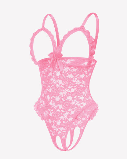 Spitzen-Teddy mit Rüschen am V-Ausschnitt Bodysuit