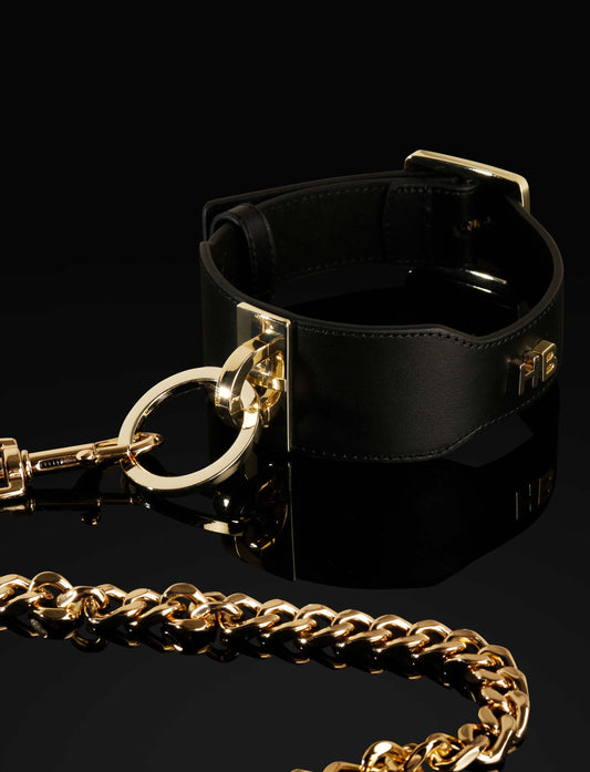 Luxuriöses Lederhalsband mit Kette - KissHuts®