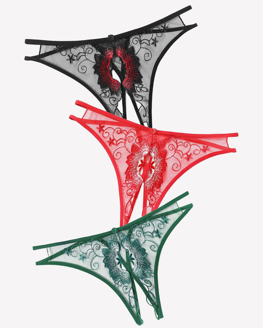 Floral Slips Bestickte Tangas Höschen