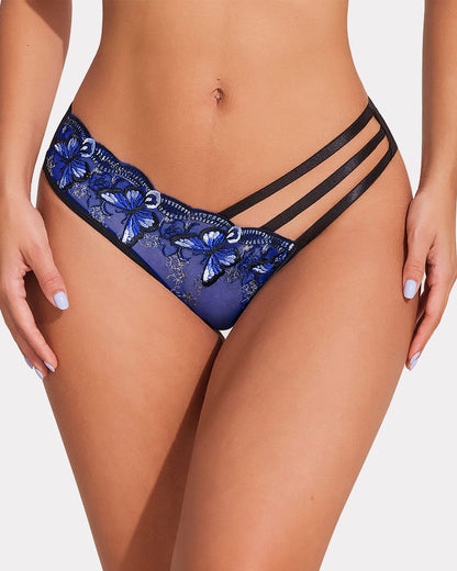 Embroidered Mesh Panties