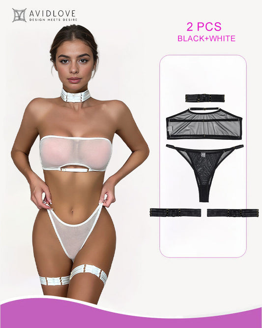 2er-Pack Mesh-BH und -Tanga-Set