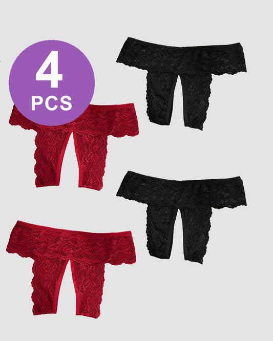 Plus Size Spitzenhöschen mit offenem Schritt