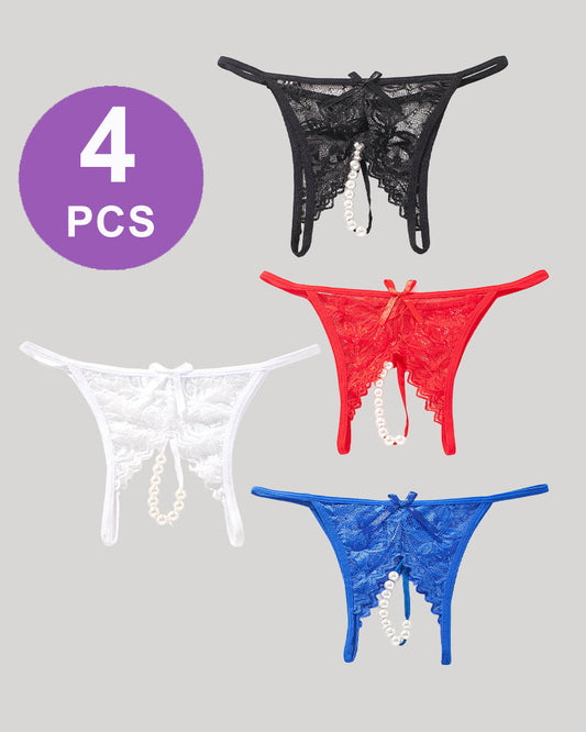 Spitze Perle G-String niedriger Aufstieg T-Back Thongs Panty Set