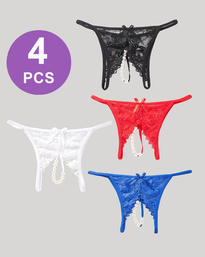 Spitze Perle G-String niedriger Aufstieg T-Back Thongs Panty Set