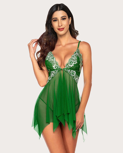 Spitze Frontverschluss V-Ausschnitt Babydoll