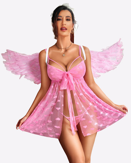 Babydoll aus Spitze mit offener Vorderseite Nachthemd
