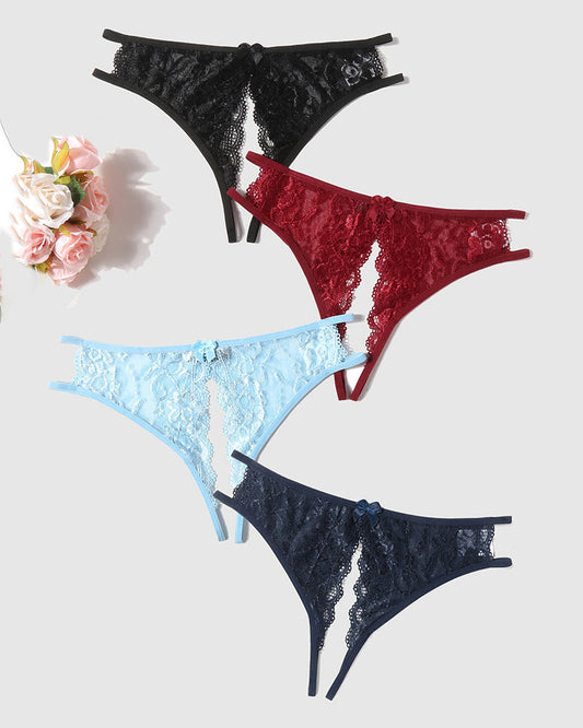 Spitzenhöschen Floraler Spitzen-Slip mit Schleife