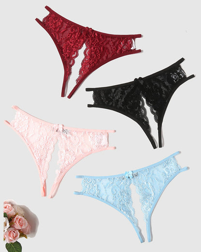 Spitzenhöschen Floraler Spitzen-Slip mit Schleife