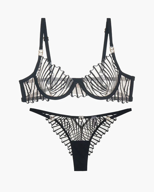 Dünner bestickter BH und Panty 2 Sets