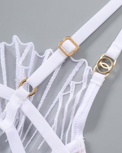 Dünner bestickter BH und Panty 2 Sets